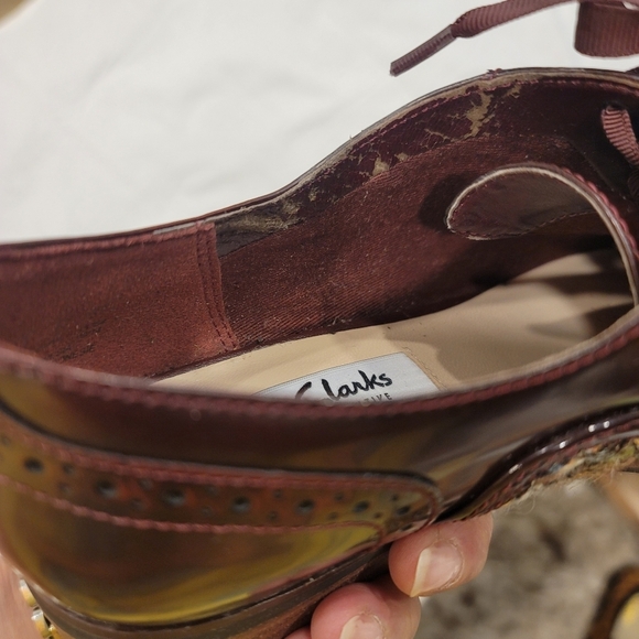 Clarks Narrative Hamble Oak Brogues Wing Tip Burgundy Shoes - Sz 9 - Picture 11 of 12